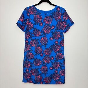 J. Crew Floral Print Shift Dress Cobalt Blue, Pink Flowers - Women's Size 4
